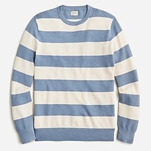 J Crew Men’s Knit Crew Neck Sweater in medium. Blue and white stripes